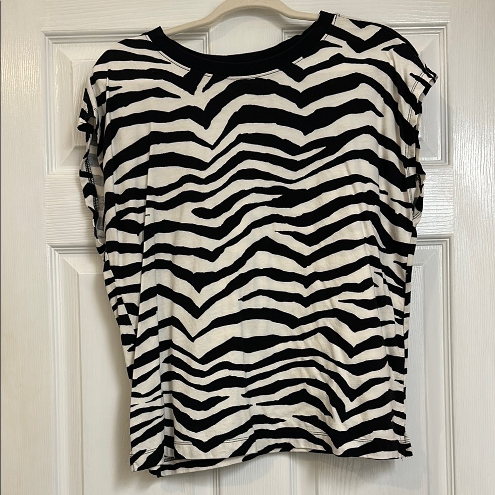 Loft Black and White Zebra Print Tee